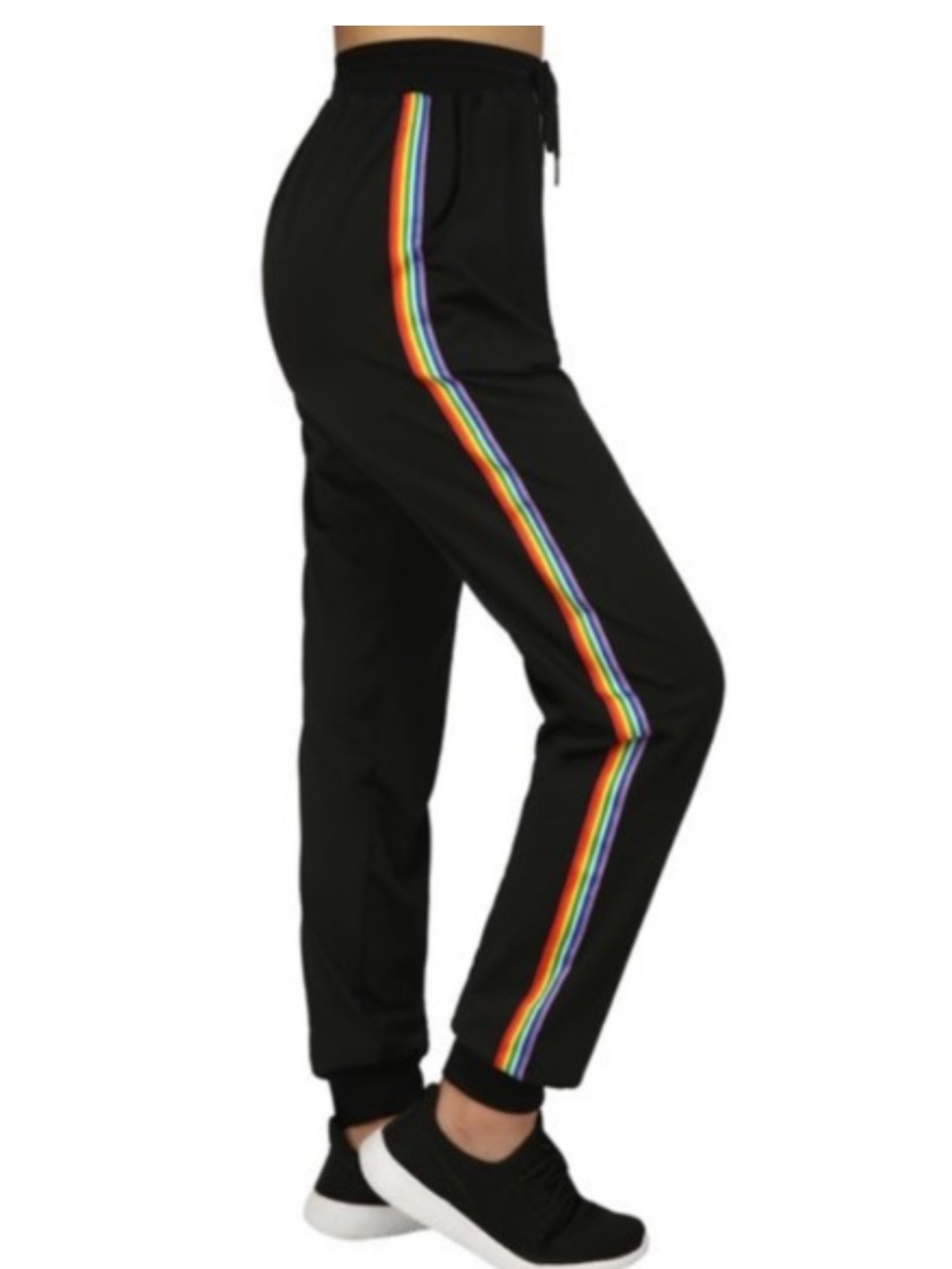 Michael Michael Kors Black Jogger Pants with Rainbow Side Stripe size XL